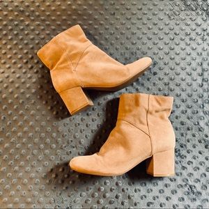 Nine West Suede Stacked Heel Bootie